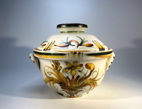 French Country Hand Painted Ceramic Cocotte Dish By Keraluc, Quimper