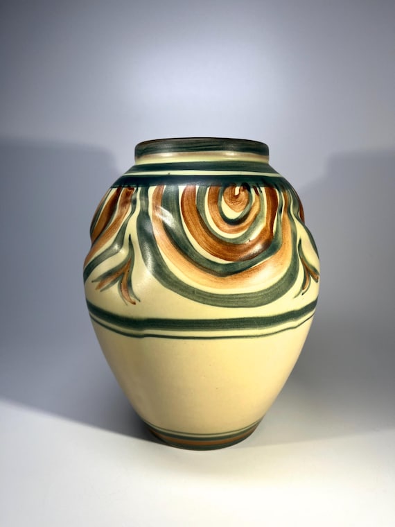 Art Deco, Upsala Ekeby Glazed Dimpled Ceramic Vase, Sweden c1920s
