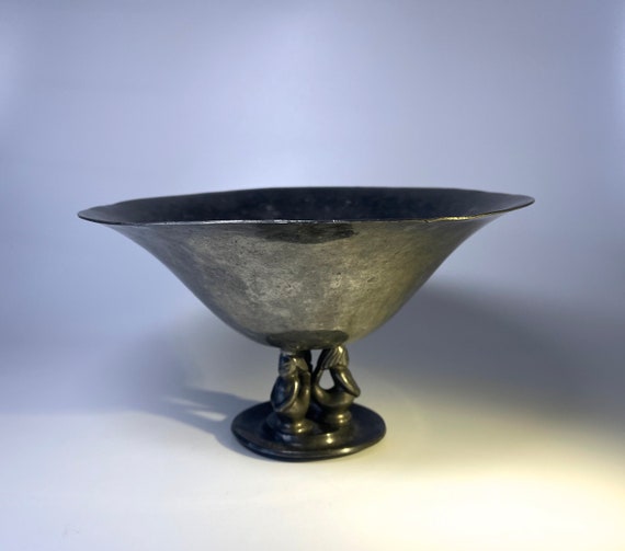 Mermaid Pewter Compote By Just Andersen, Denmark 1930s Scandinavian Pewter #1092