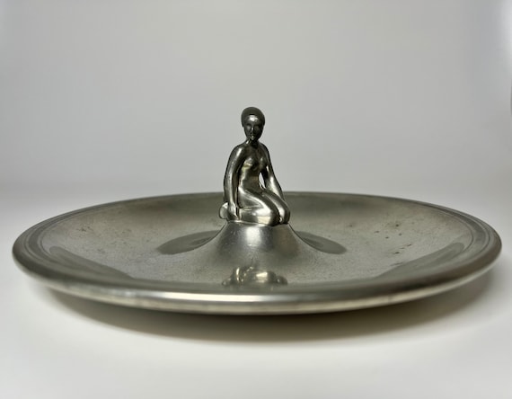 Just Andersen, Denmark 1930s Pewter Art Deco Woman Bathing Vide Poche  #829C