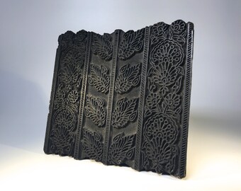 Intricately Hand Carved, Vintage Asian Mid-Century Heavy Wooden Square Printing Block