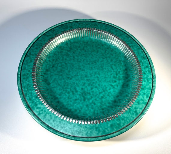 Striking Contemporary Applied Silver Dish, Wilhelm Kage, Argenta, Gustavsberg,
