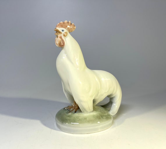 Christian Thomsen For Royal Copenhagen Art Nouveau 1923 White Porcelain Cock Rooster Figure #1126