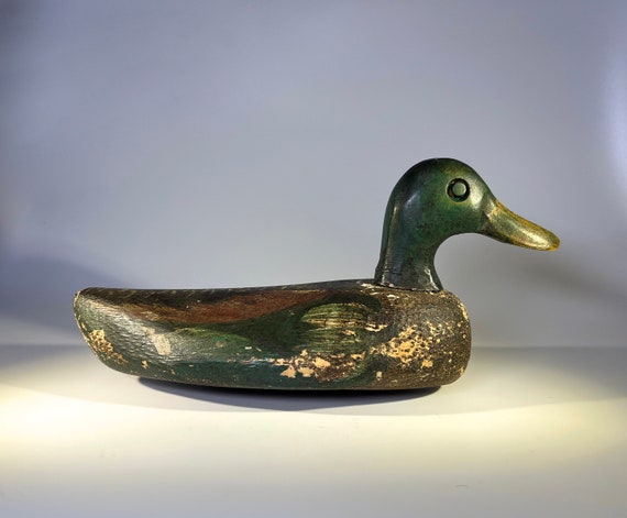 English Cork Antique Mallard Decoy, Excellent Original Paint Early 20th Century