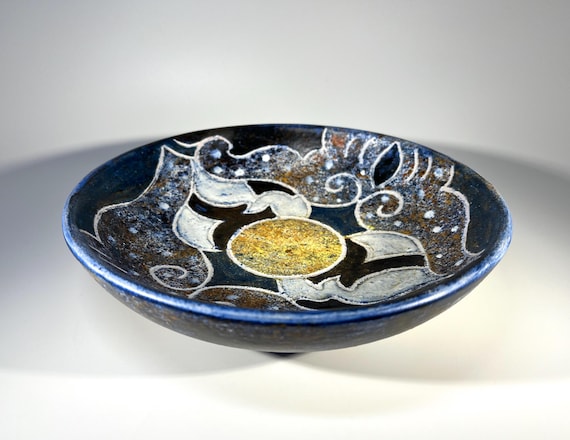 Superb Bernard Buffat Ceramic Dish For La Grange Aux Potiers, France 1970's