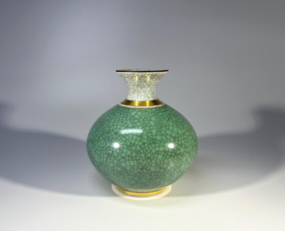 Reserved. Royal Copenhagen Pale Mint Green Crackle Glaze Porcelain Vase #2353
