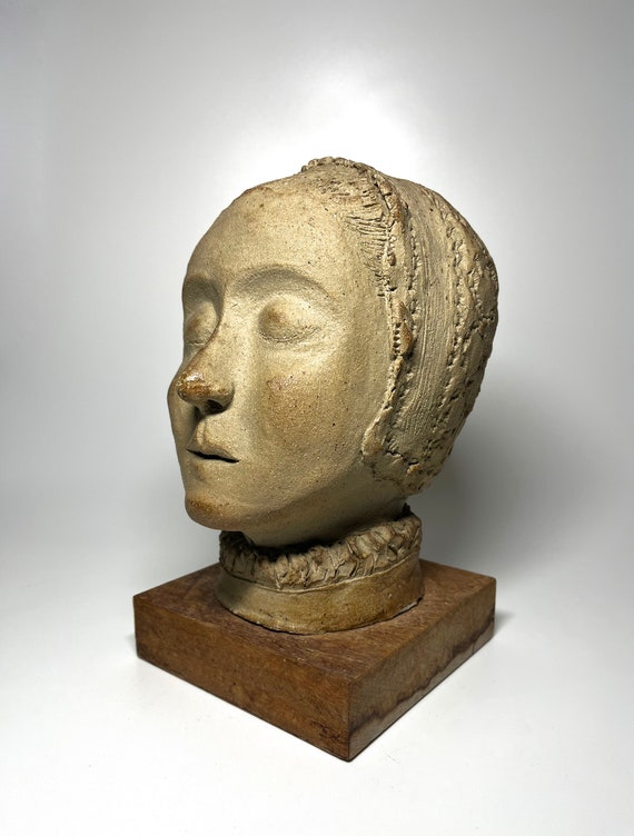 Serenely Peaceful, Clay Head Study Of A Young Elizabethan Woman