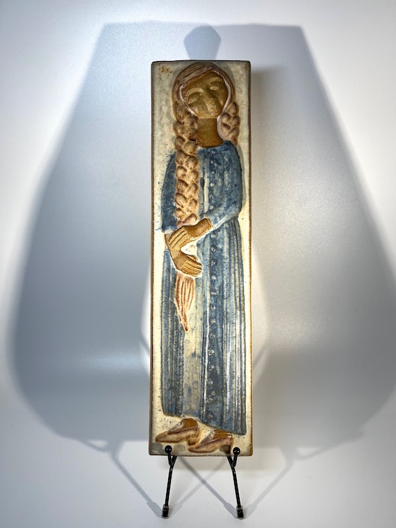 Girl With Braid By Marianne Starck For Michael Andersen. Danish Wall Plaque