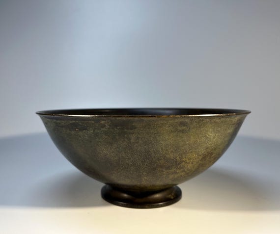 Just Andersen Art Deco Disko Metal Patinated, Deep Footed Bowl #LB1336