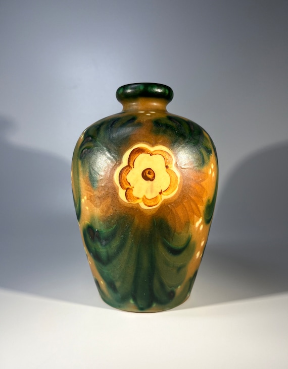 Unique, Early Ceramic Floral Vase By Upsala Ekeby, Sweden c1930s