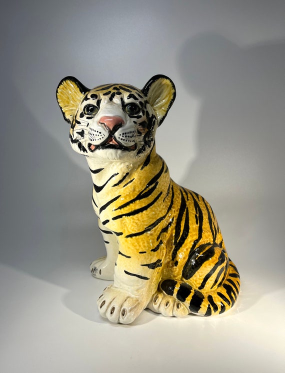 Nostalgic 1960's Italian Ceramic Tiger Cub, Adorable Retro