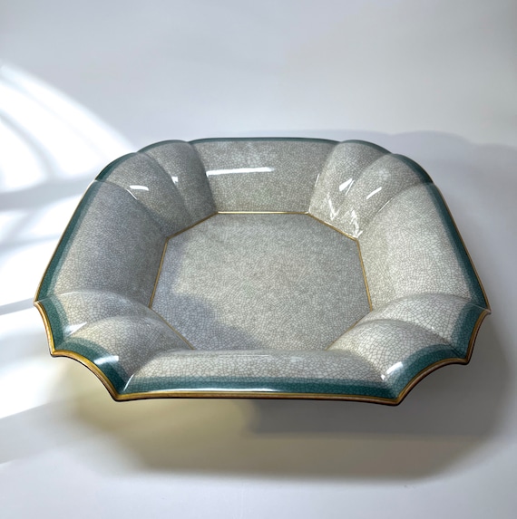 Thorkild Olsen Beautiful Tones Of Teal & Grey, Crackle Glazed Dual Purpose Bowl #2578