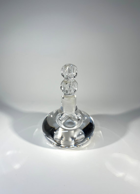 Fine Crystal Perfume Bottle With Faceted Stopper By Orrefors, Sweden