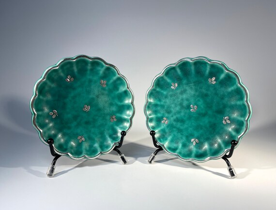 Pair Of Scalloped, Applied Silver Pin Trays, Wilhelm Kage, Argenta, Gustavsberg