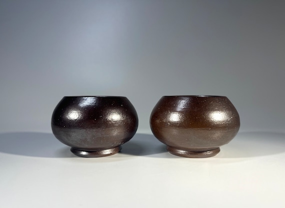 Arthur Andersson For Wallåkra, Sweden, Pair Of Glazed Stoneware Tea Lights c1950's