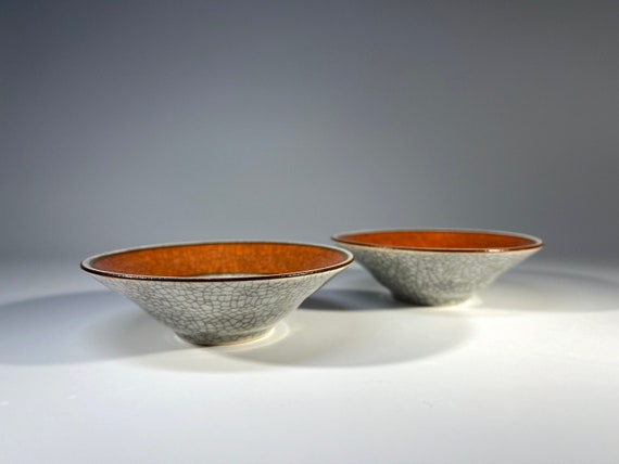 Pair of Terracotta Porcelain Thorkild Olsen, Royal Copenhagen Craquelure Salts #2628
