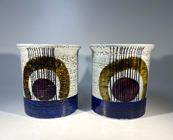 Pair Of 'Kurbits' Stoneware Vases By Olle Alberius For Rörstrand, Sweden