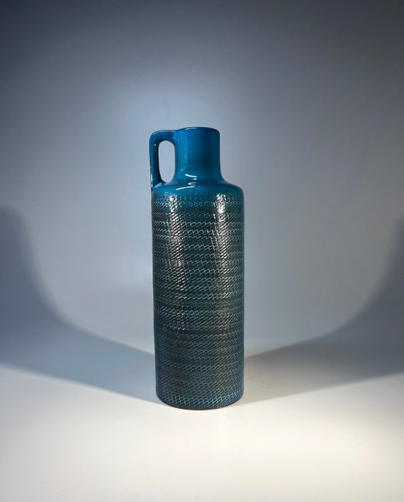 Tactile, Turquoise Bris Series Earthenware Vase , Ingrid Atterberg, Upsala-Ekeby c1960s