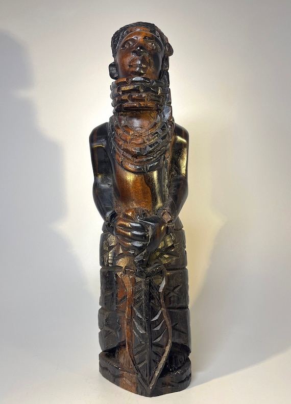 Benin Kingdom Ebony Carving Of A Young King Oba, Nigerian