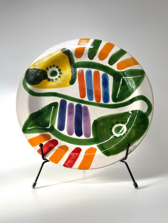 Dramatic Statement Piece Centrepiece Ceramic Plate By DeSimone, Italy, c1960