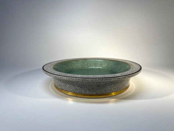 Thorkild Olsen, Royal Copenhagen Pale Green Crackle Glaze Shallow Dish #2716