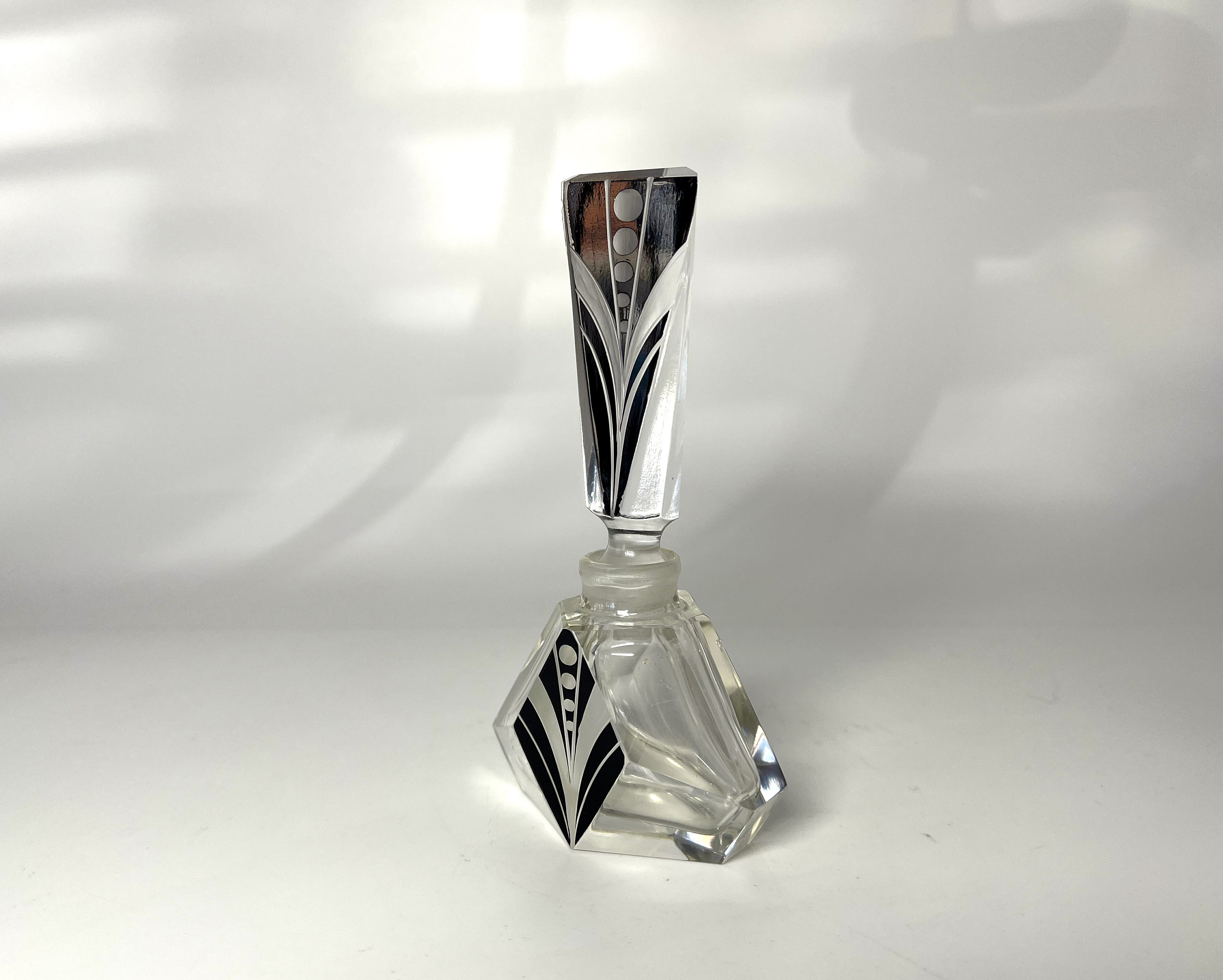 Exquisite Geometric Czech Art Deco Black Enamel Crystal -  Finland