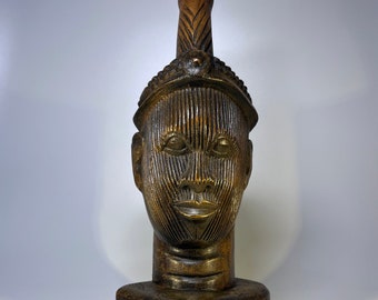 Olokun Head, Kingdom Of Ife, Western Nigeria Hand Carved Hardwood