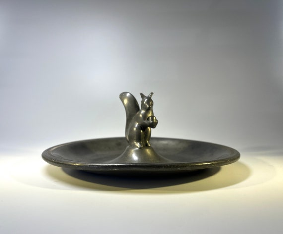 Just Andersen, Denmark 1930s Art Deco Pewter Squirrel Vide Poche  #8291