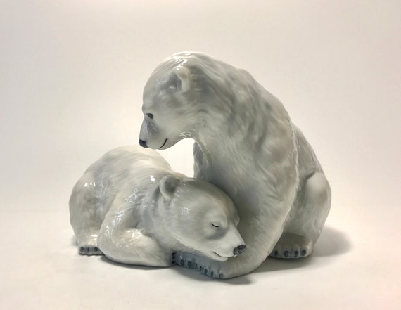 Allan Therkelsen For Royal Copenhagen Porcelain Twin Polar Bear Cubs Figurine #356