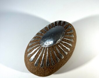 Bjorge Skohg For Gustavsberg, Stone And Applied Silver Art Rock