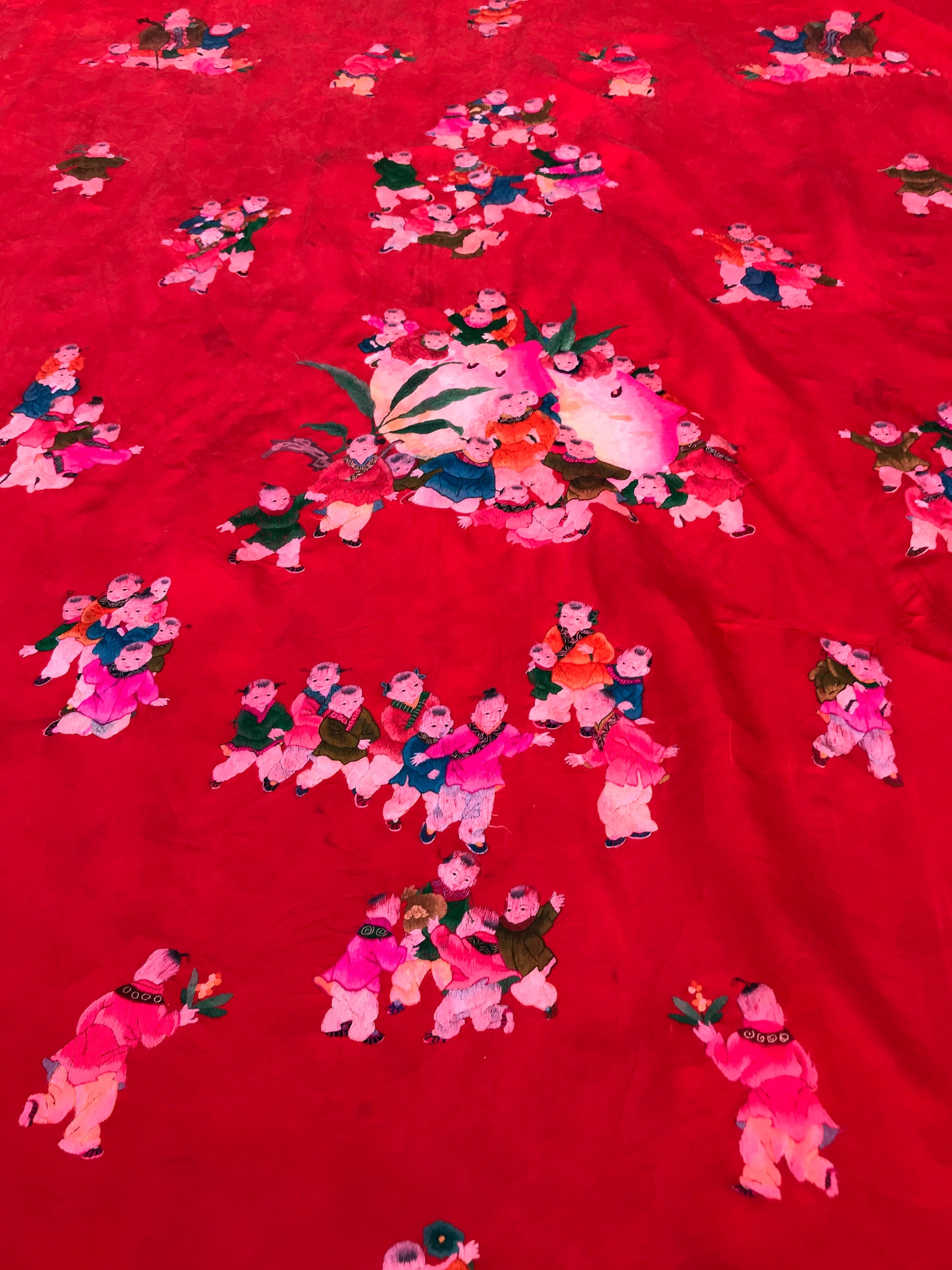 ANTIQUE CHINESE SILK Embroidery Wall Hanging Etsy