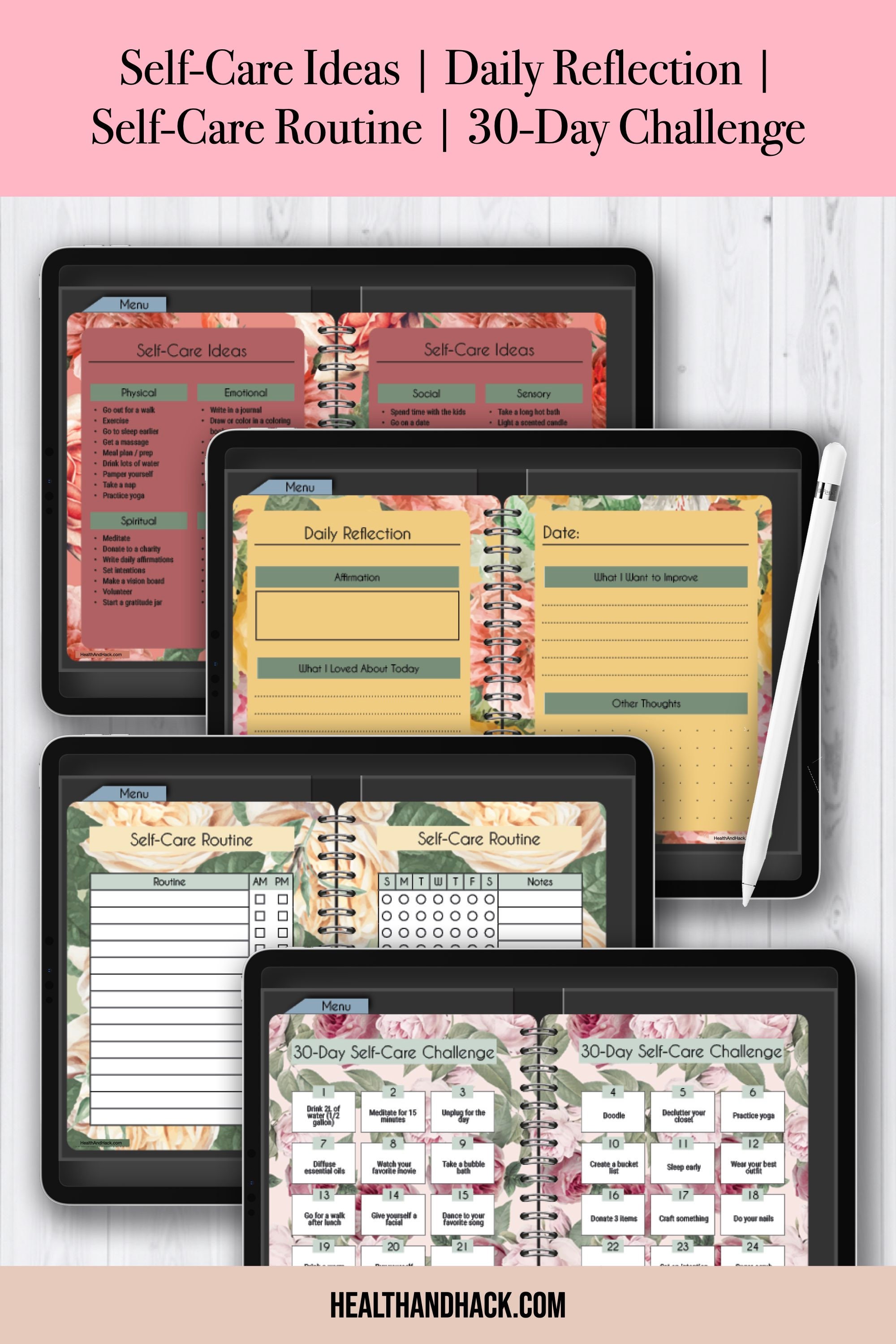 Digital Self Care Planner for Women * Digital Self Care Journal for ...