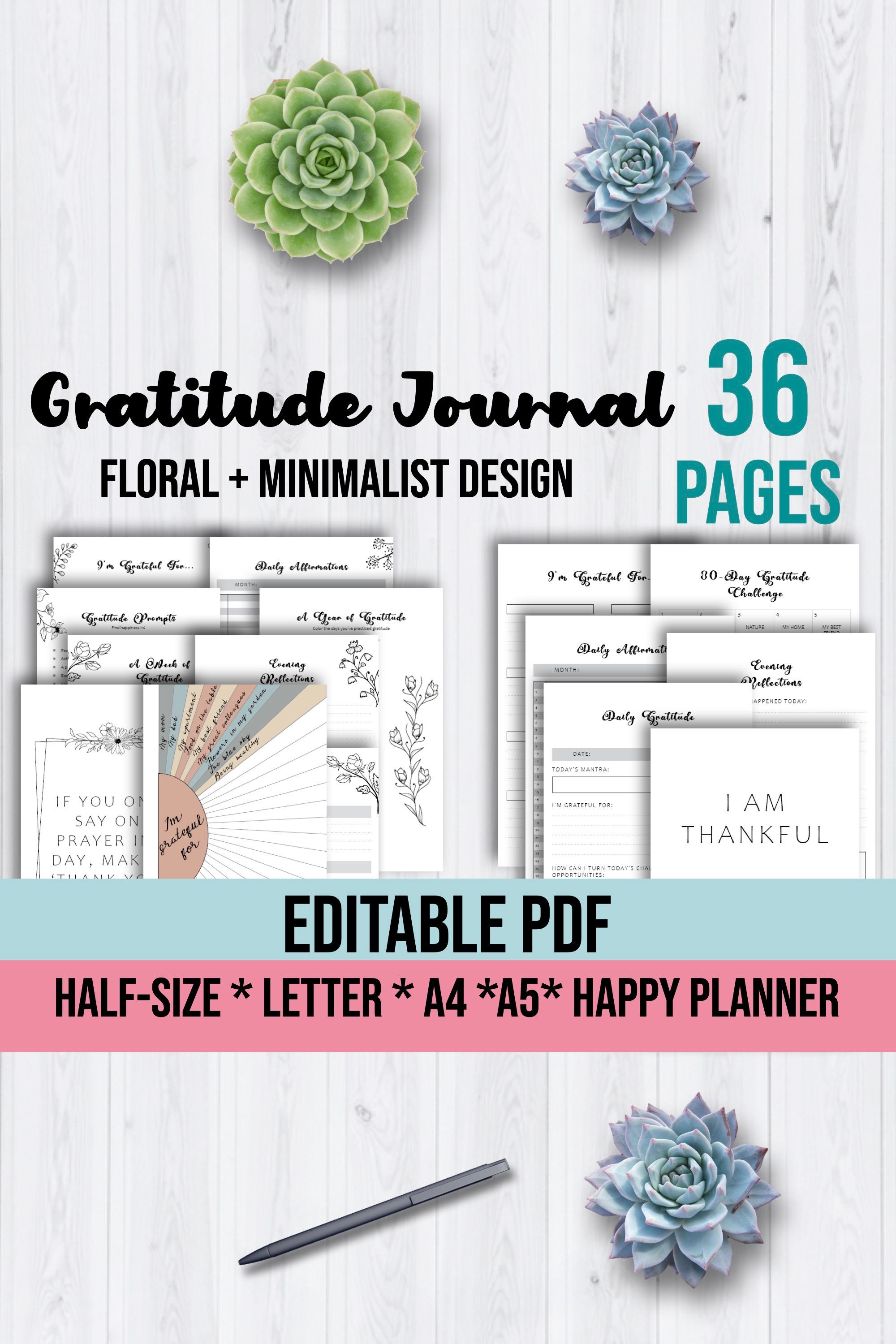 Printable Gratitude Diary Printable Gratitude Planner Printable Gratitude Calendar Printable ...