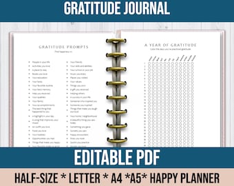 Minimalist Gratitude Journal: Daily Prompts & Tracker (PDF)