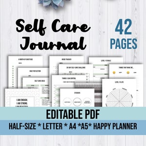 Printable Wellness Journal | Printable Self Care Planner | Printable Self Care Checklist | Self Love Planner | Template | Minimalist PDF