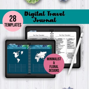 Digital Travel Journal for iPad | Digital Travel Planner | Digital Trip Planner | Vacation | Travel Journal Templates | Travel Prompts