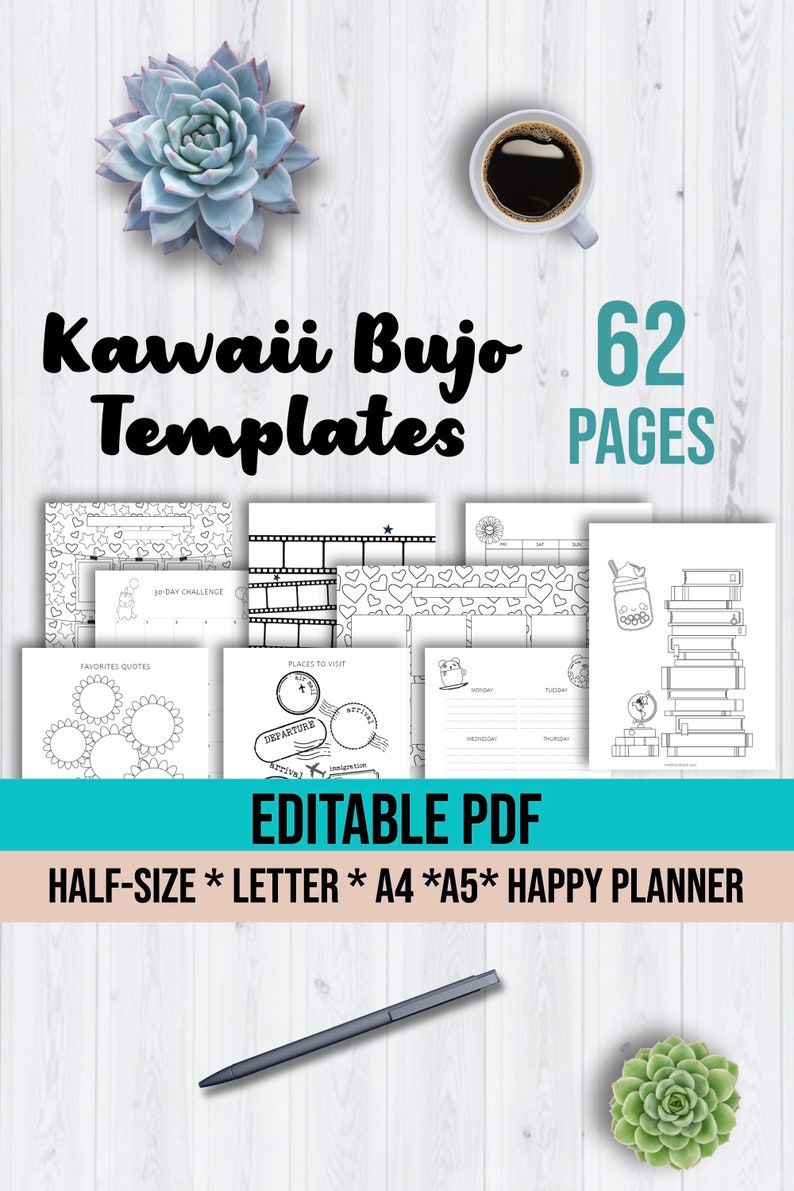 Kawaii Bullet Journal Printables Kawaii Planner Printables Etsy