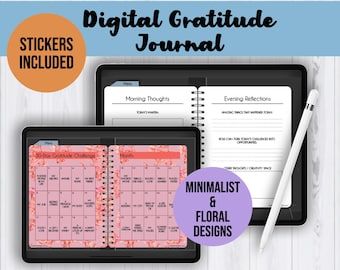 Digital Gratitude Journal for iPad, GoodNotes or Notability | Digital Gratitude Planner for Women | Digital Gratitude Journal Template