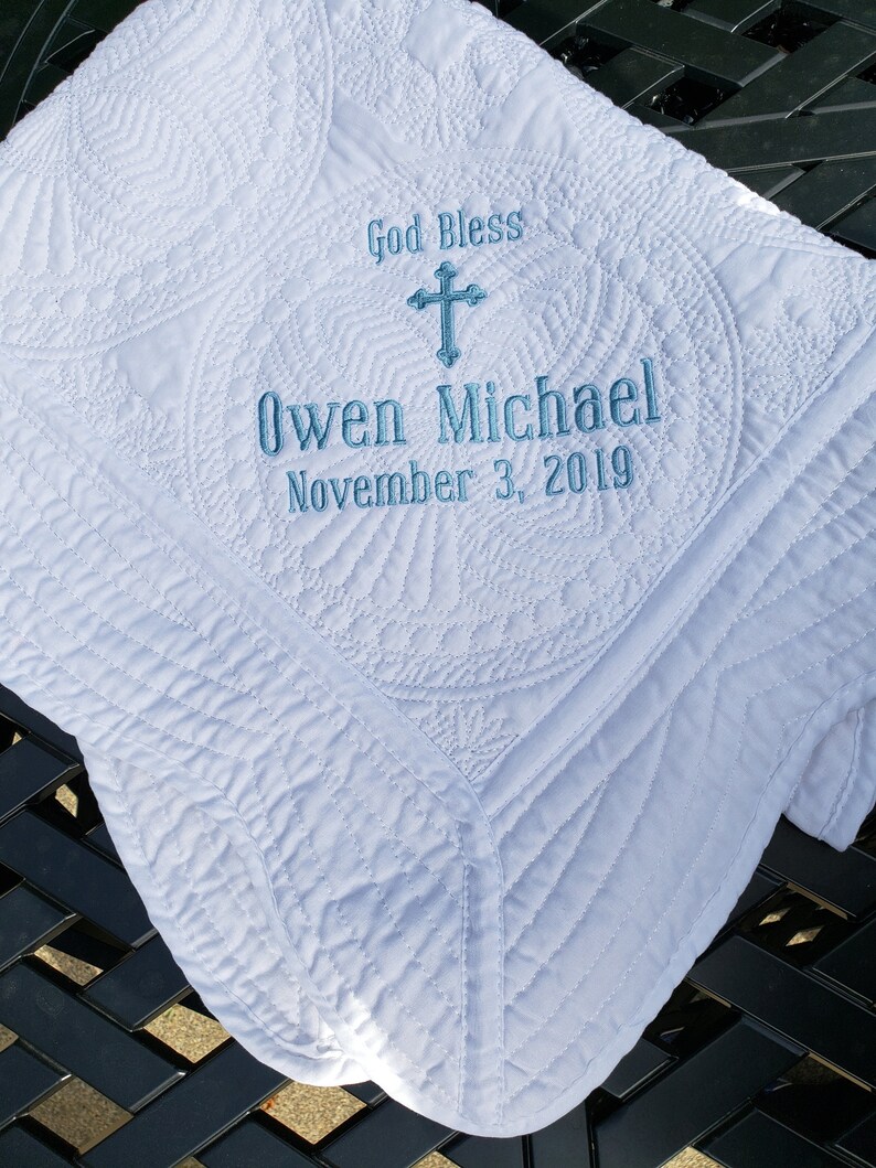 SALE Christening Baptismal Heirloom Quilt Baby Boy Blessing Etsy