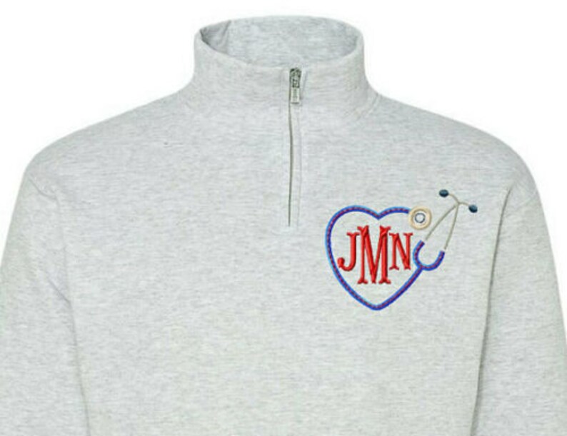 Nurse Stethoscope 1/4 Zip Monogram Sweatshirt Quarter Zip Etsy