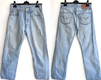 Jean boyfriend Levi's 501 vintage W32 L30 en denim délavé léger effet vieilli 501 avec braguette, taille moyenne