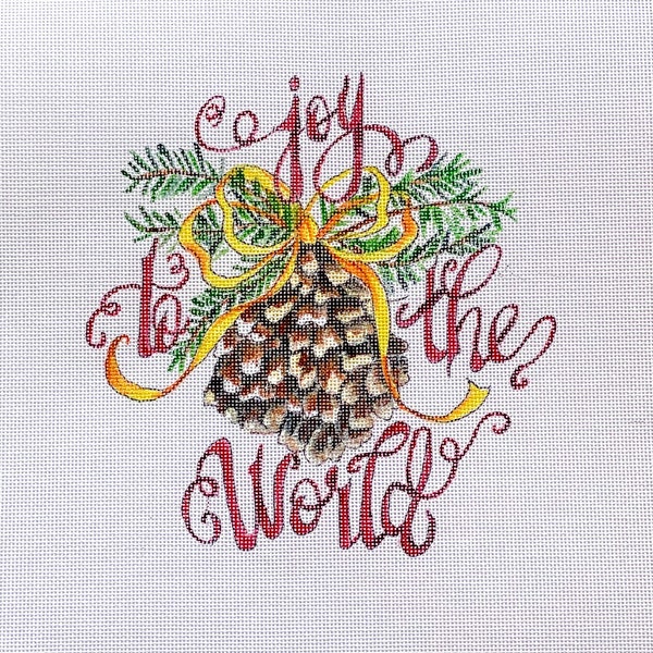 Handpainted Needlepoint Canvas  -  Joy To The World by Tracy Dau Designs