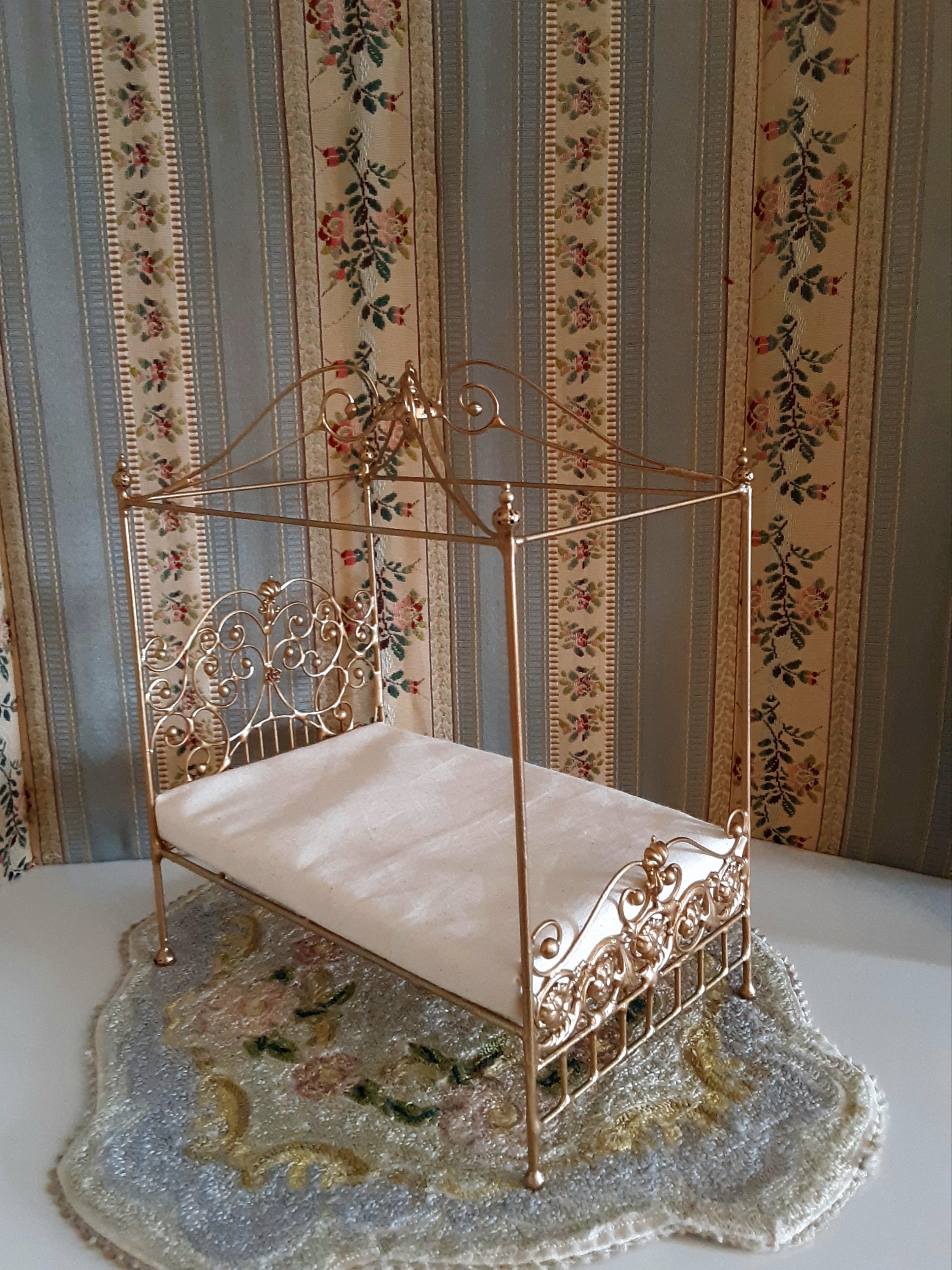 Dollhouse Miniature Canopy Bed Brass Iron 112 Scale Artisan Etsy