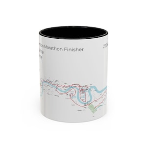 Koffiemok marathon finisher Londen 2025, aangepast cadeau voor lopers, unieke sportmemorabilia, viering racedag, cadeau marathonliefhebber