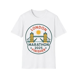 London Marathon 2025 Finisher T-Shirt, Unisex Softstyle Tee, Running Gear, Marathon Shirt, Sporty Apparel, Unique Fitness Gift