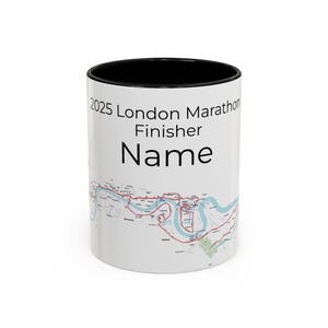 2025 Gepersonaliseerde London Marathon Finisher koffiemok, cadeau loper, viering racedag, sportliefhebber, aangepast kaartontwerp