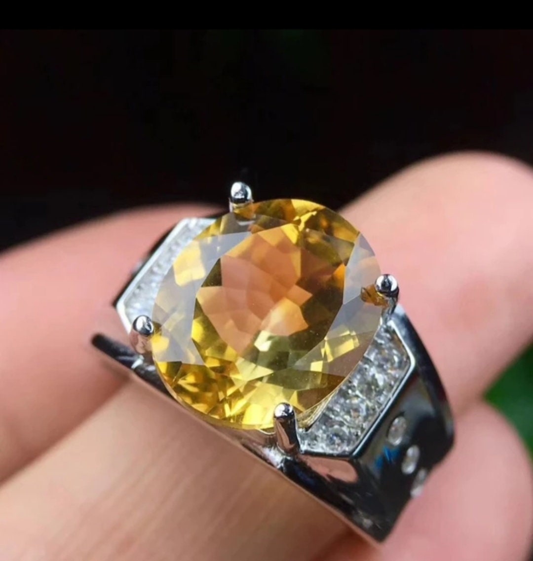 Citrine Silver Mens Ring 925 Sterling Silver Ring Stylish Etsy UK