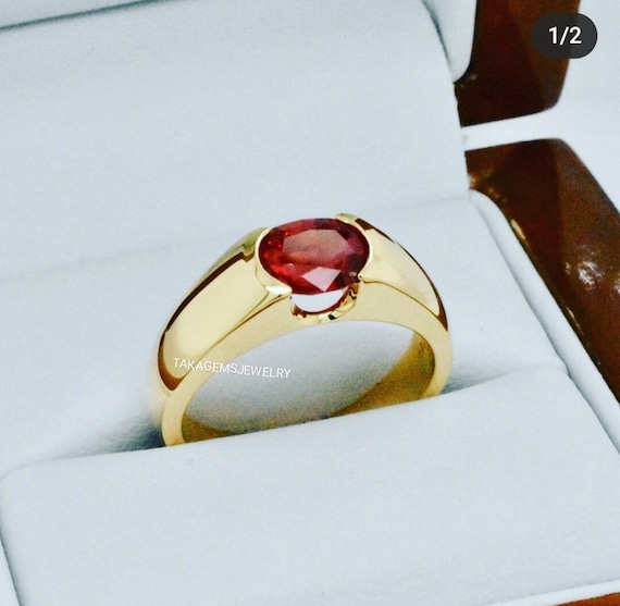 Natural Ruby GF Silver Ring 925 Sterling Silver Gold Plated Ring