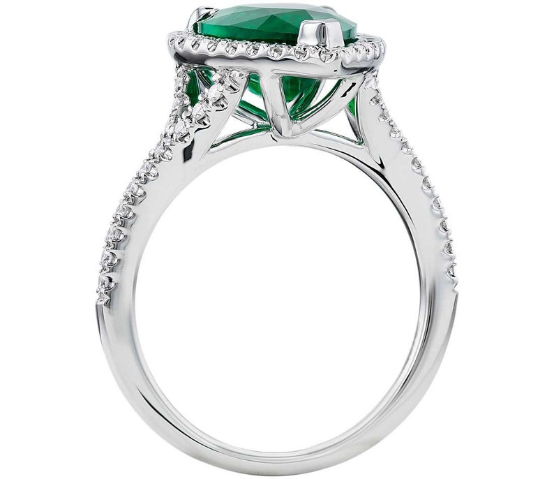 Emerald Silver Ring Best Gift For Her Emerald CZ Silver Ring May Birthstone Ring Pear Cut Gemstone 925 Sterling Silver Ring