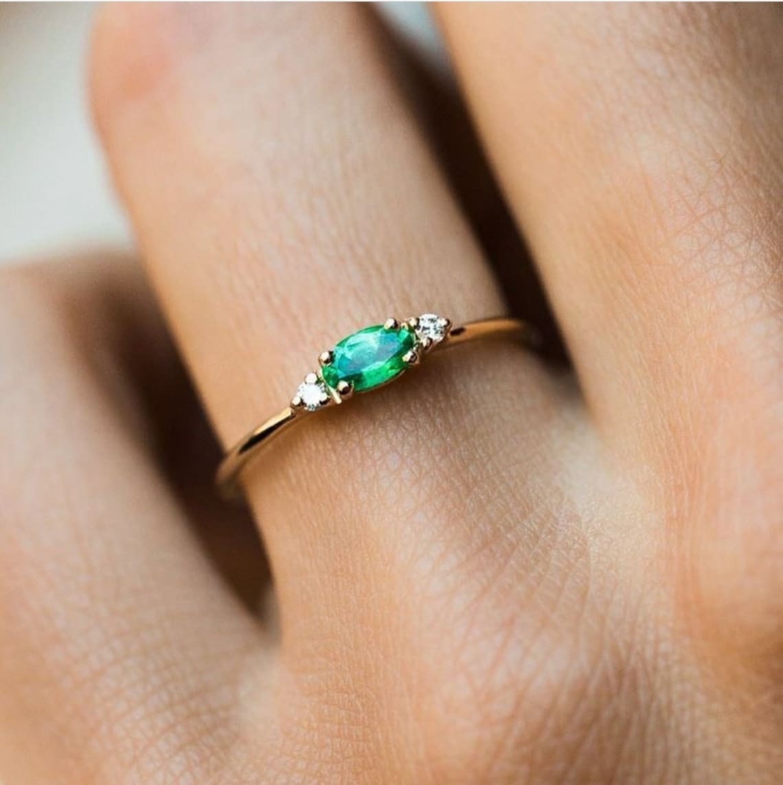 Natural Emerald Women Gold Plated Ring 925 Sterling Silver - Etsy